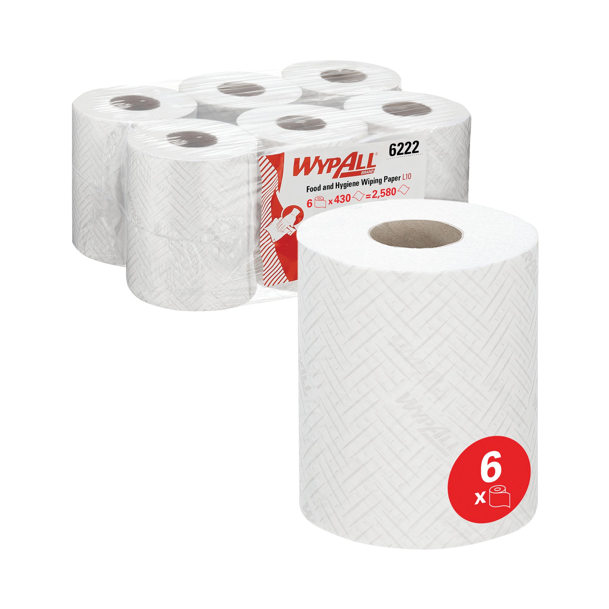 WYPALL L10 CF ROLL 1PLY WHT PK6 6222