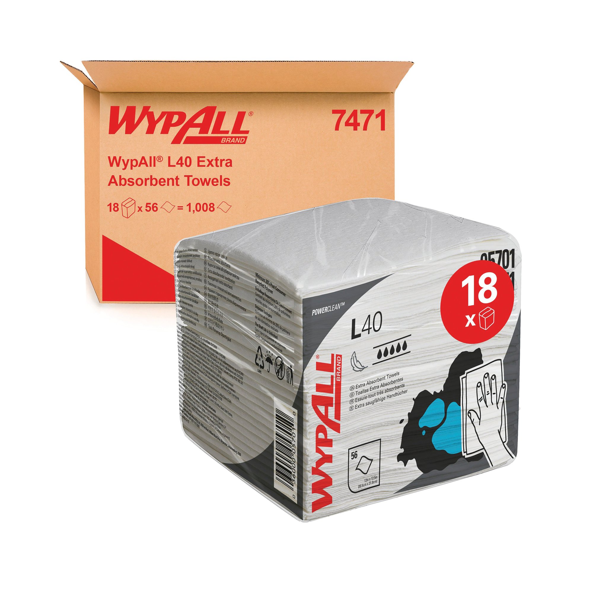 WYPALL L40 FOLDED WIPER 1PLY WHT P18