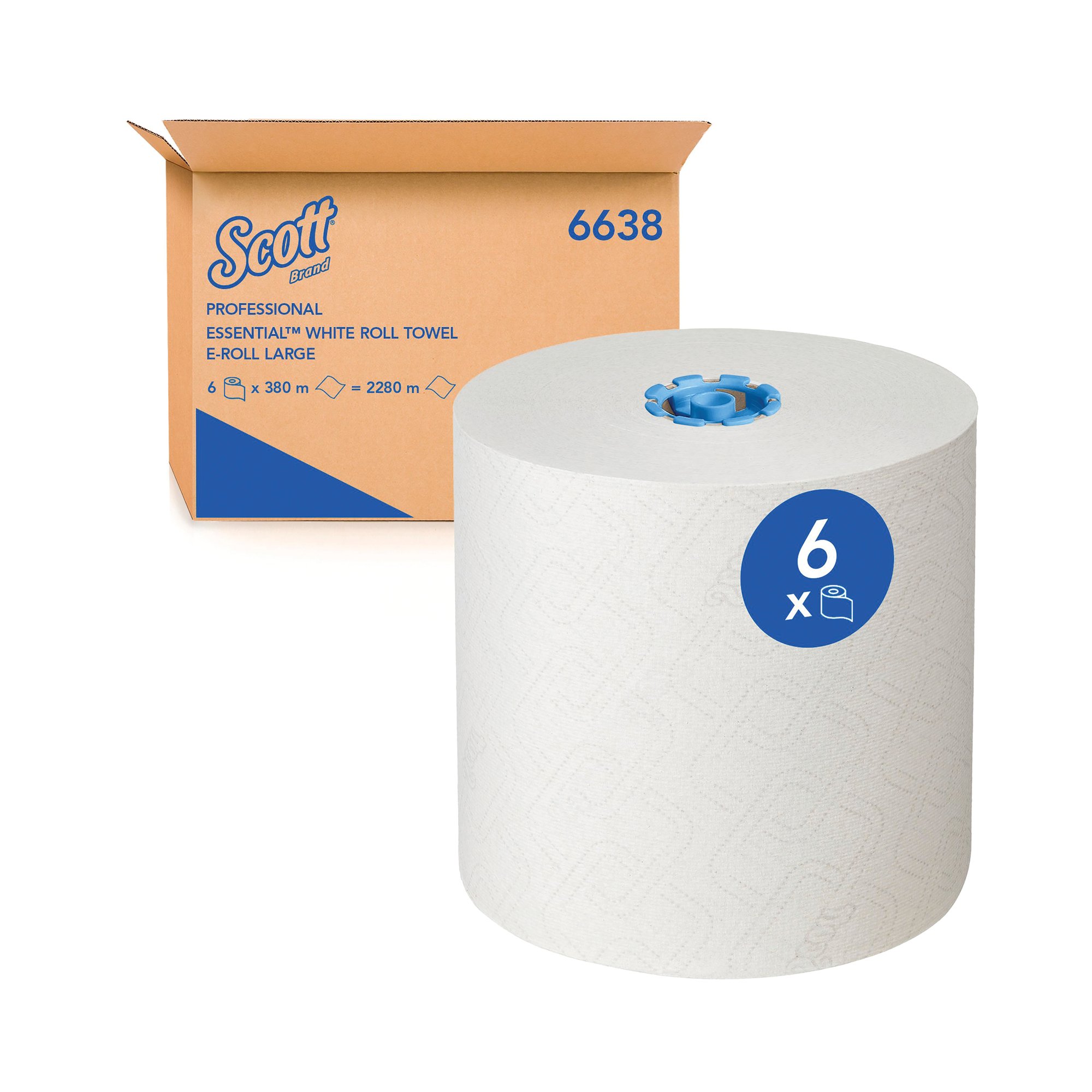 SCOTT ES 1PLY H/TWL ERLL LRG WHT PK6