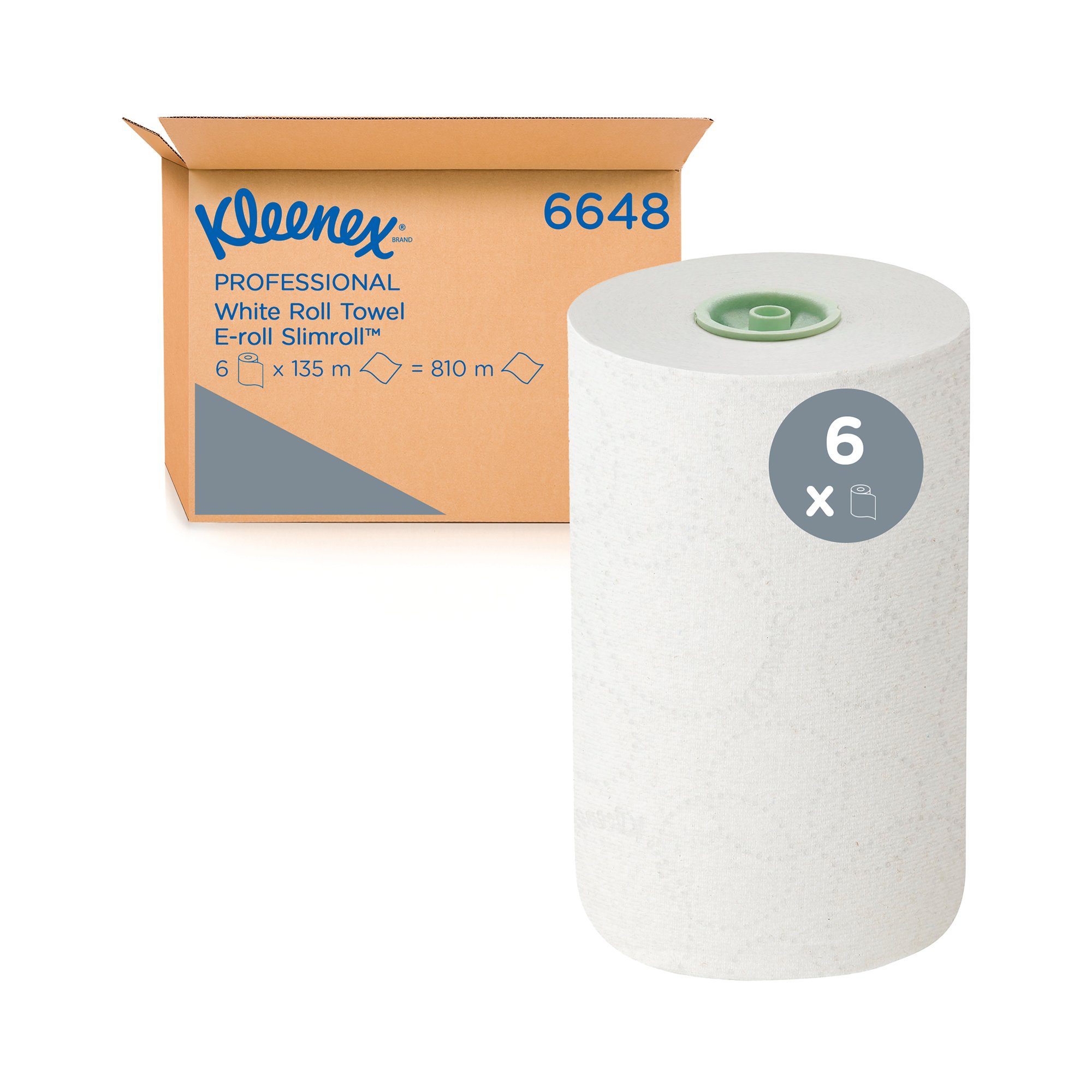 KLEENEX 1PLY H/TWL SLIM E-RLL WHT P6