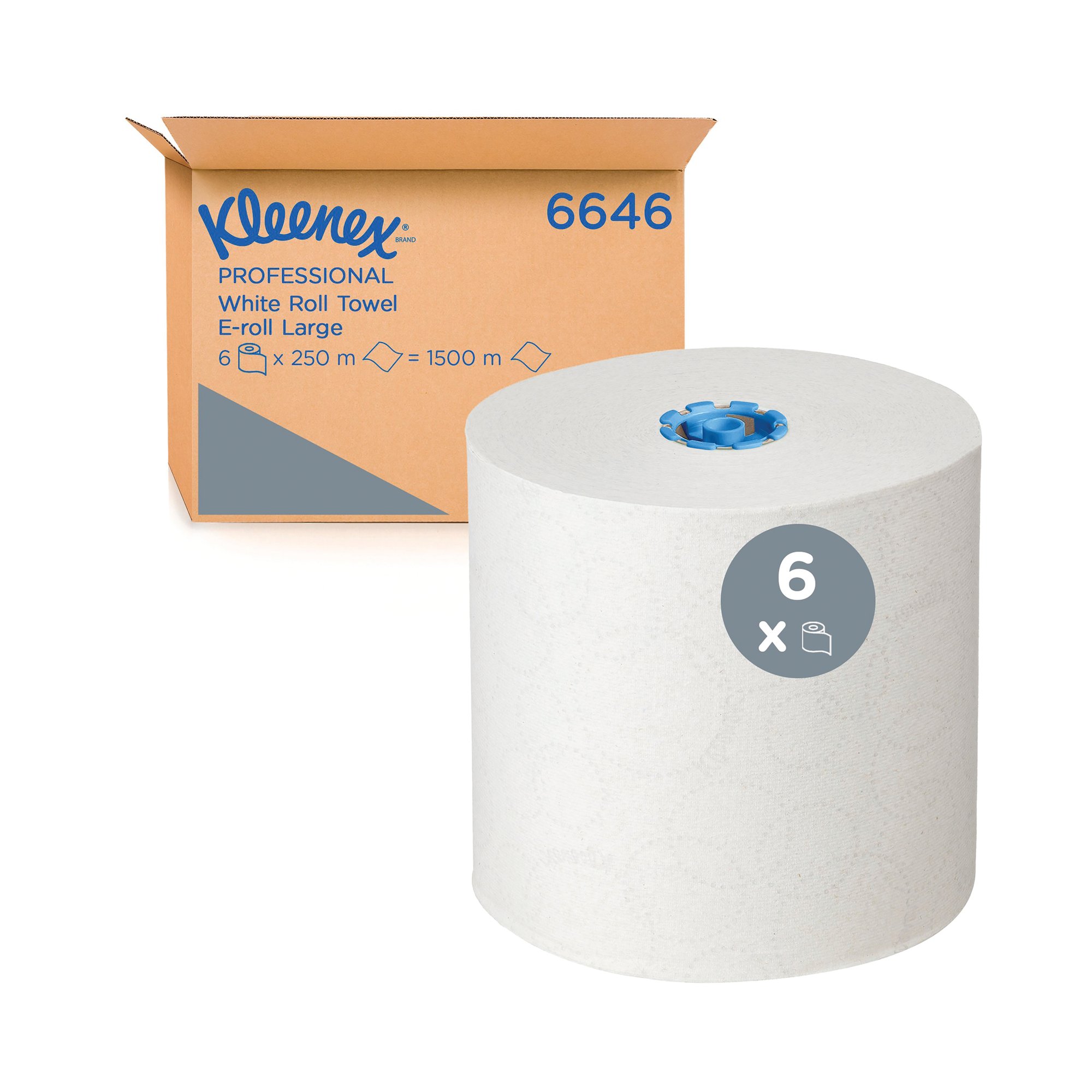 KLEENEX 1PLY H/TWL E-RLL LRG WHT PK6
