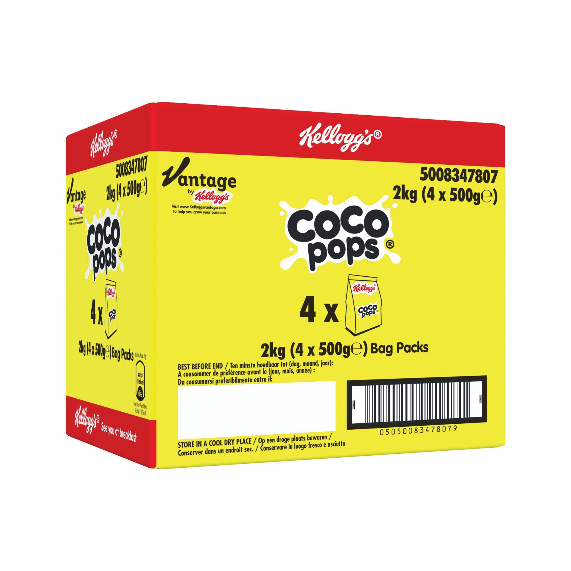 KELLOGGS COCO POPS BAG 500G PK4