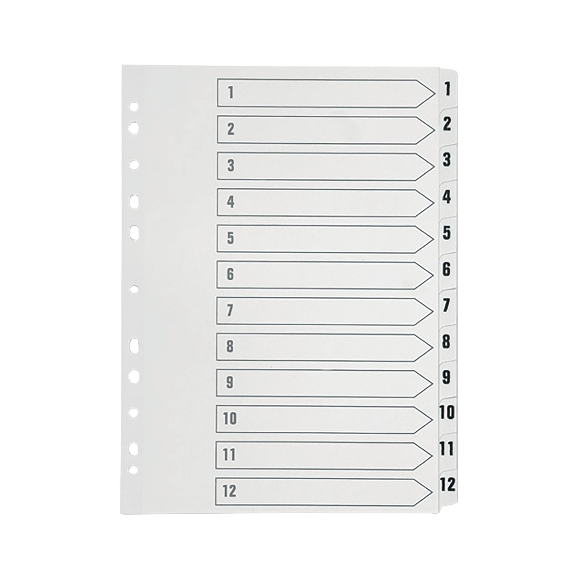 Q CONNECT INDEX 1-12 POLYPROP WHITE