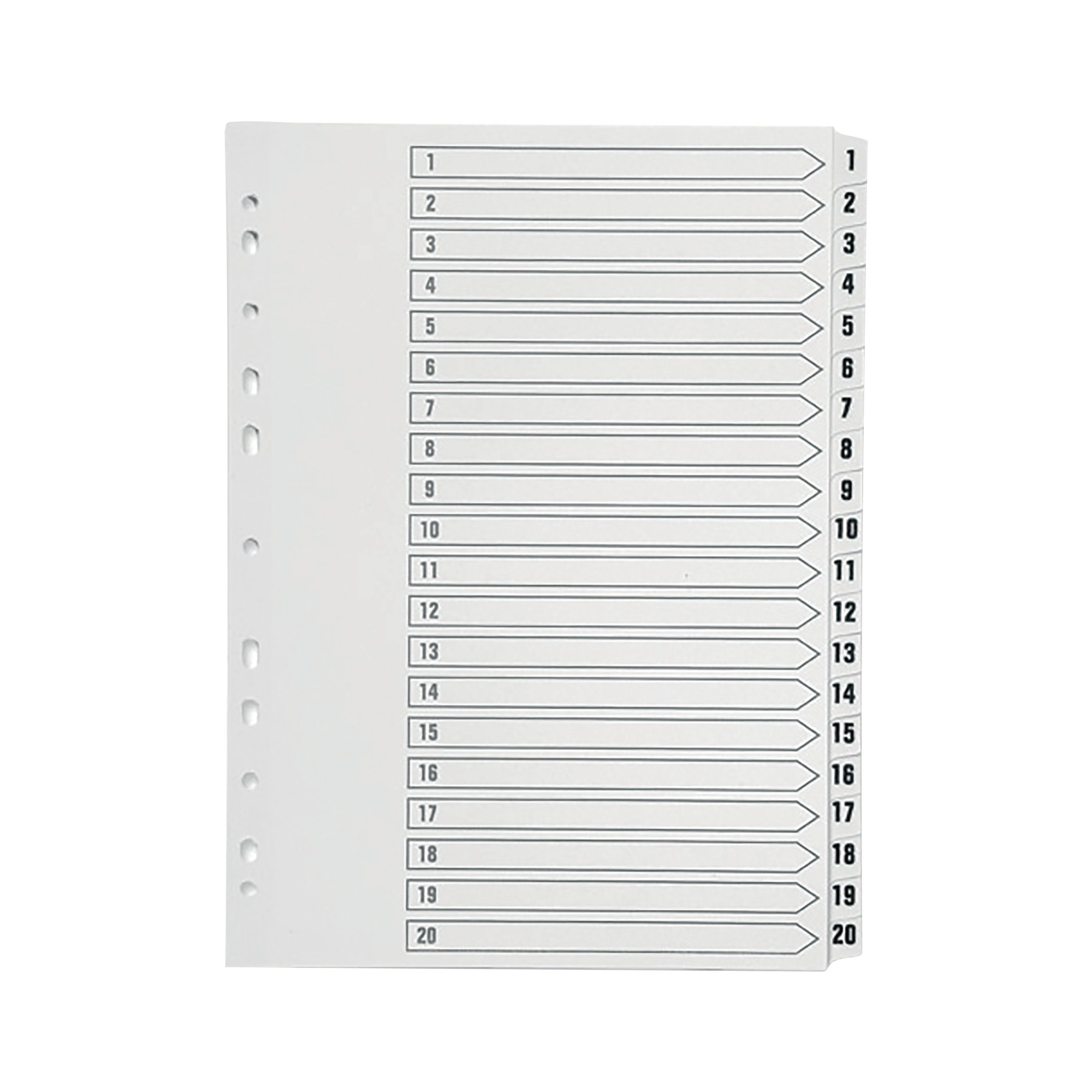 Q CONNECT INDEX 1-20 POLYPROP WHITE