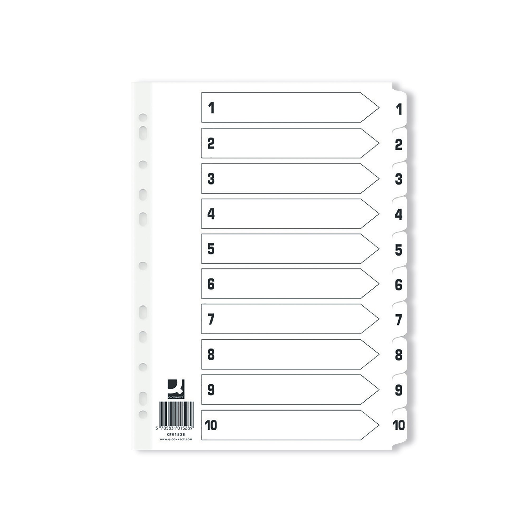 Q-CONNECT INDEX 1-10 BOARD WHT PK25
