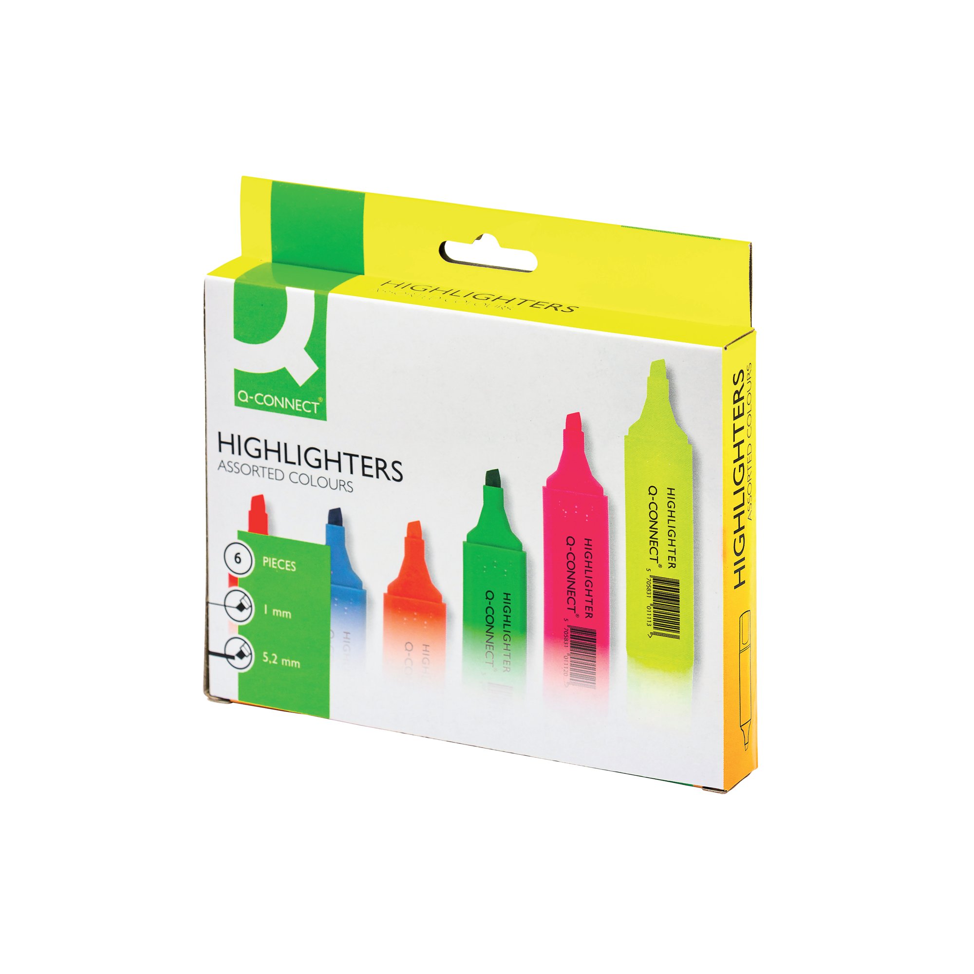 Q CONNECT SQ HIGHLIGHTERS AST PK6