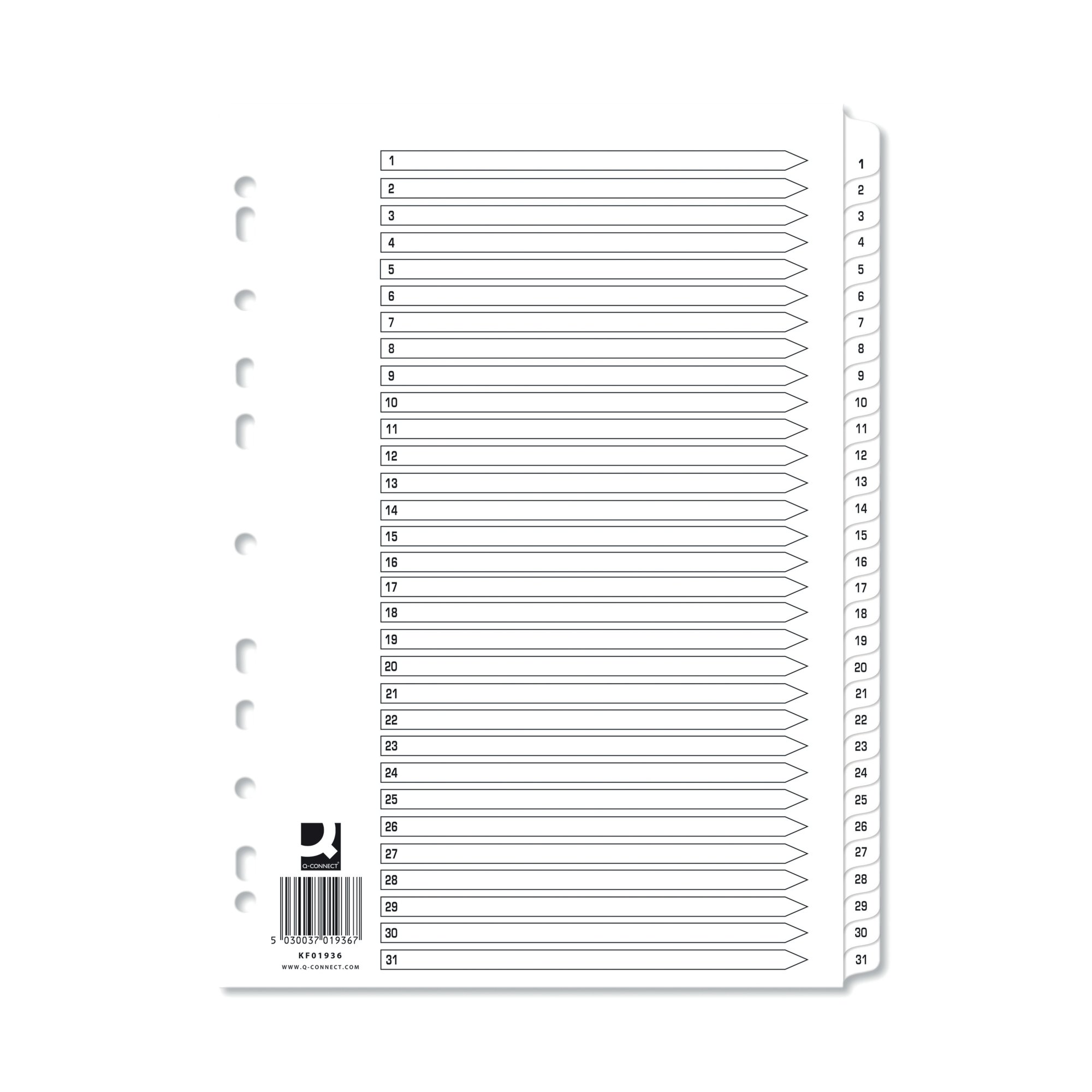 Q-CONNECT 1-31 WHTBOARD INDEXES P10