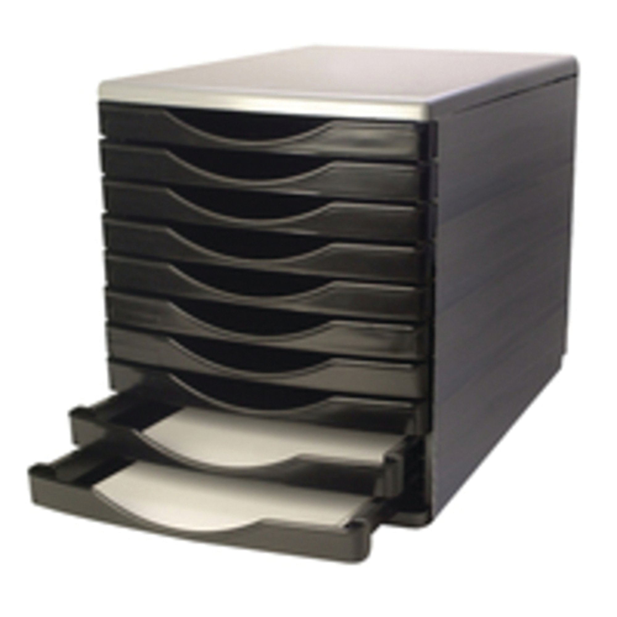 Q-CONNECT 10 DRAWER TOWER BLK GREY