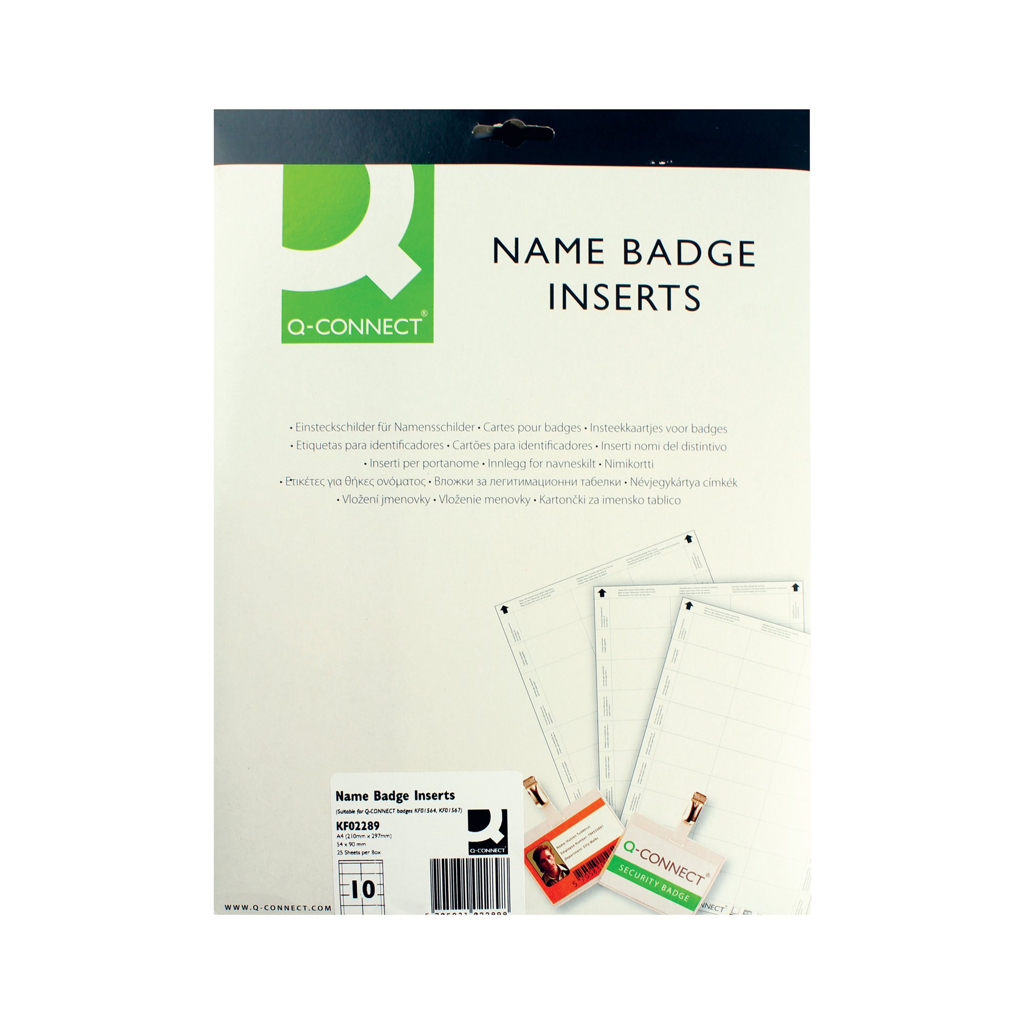 Q-CONNECT NAME BADGE INSERTS 25 SHTS