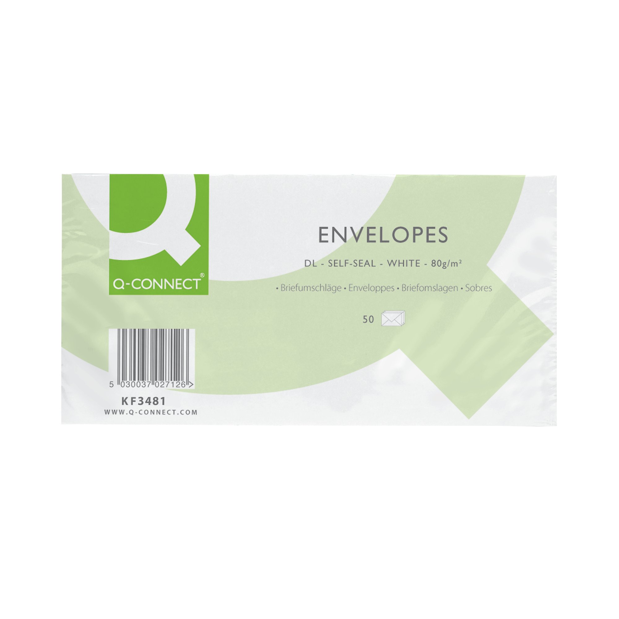DL ENVELOPES WALLET 80GSM WHT PK1000