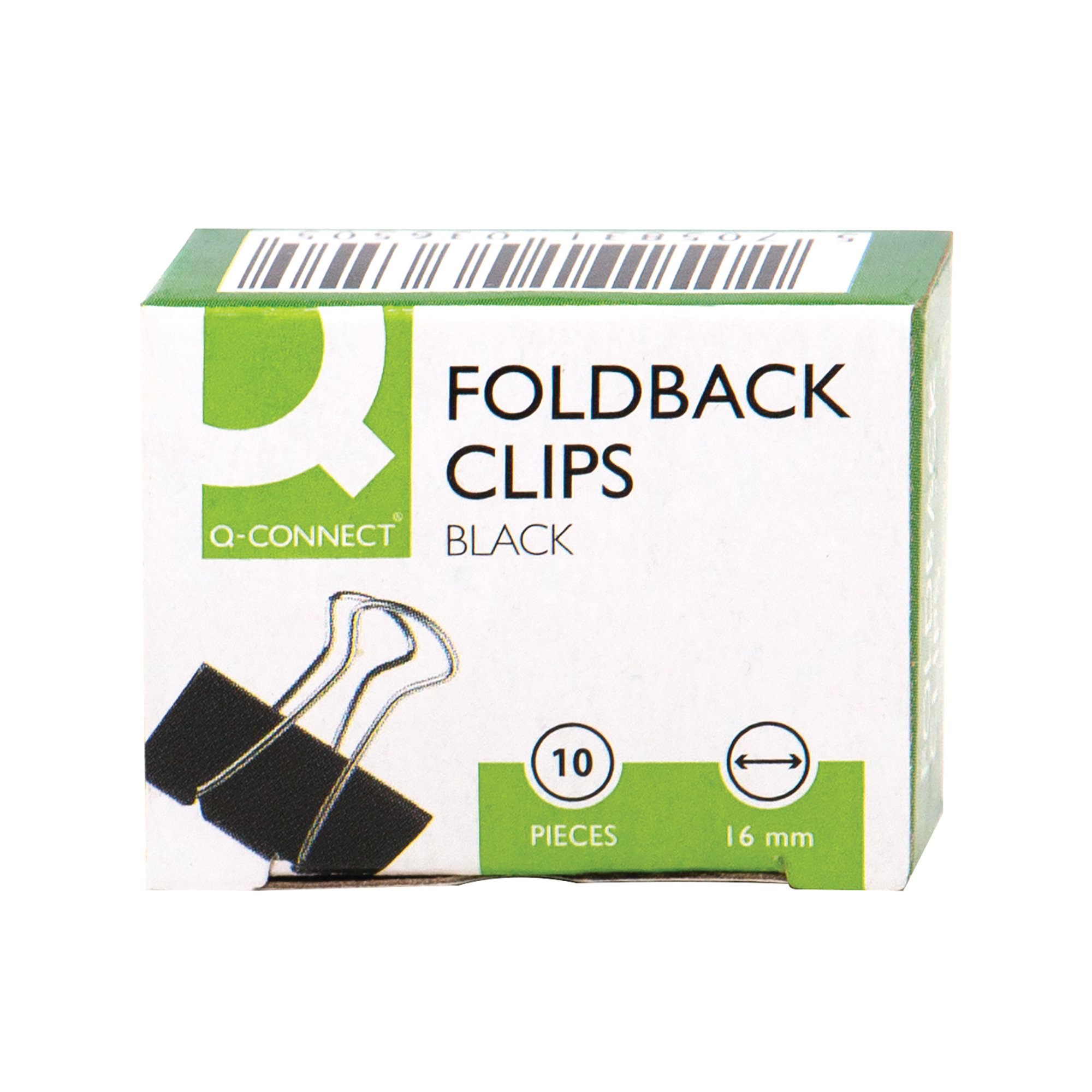Q-CONNECT FOLDBACK CLP 16MM BLK PK10