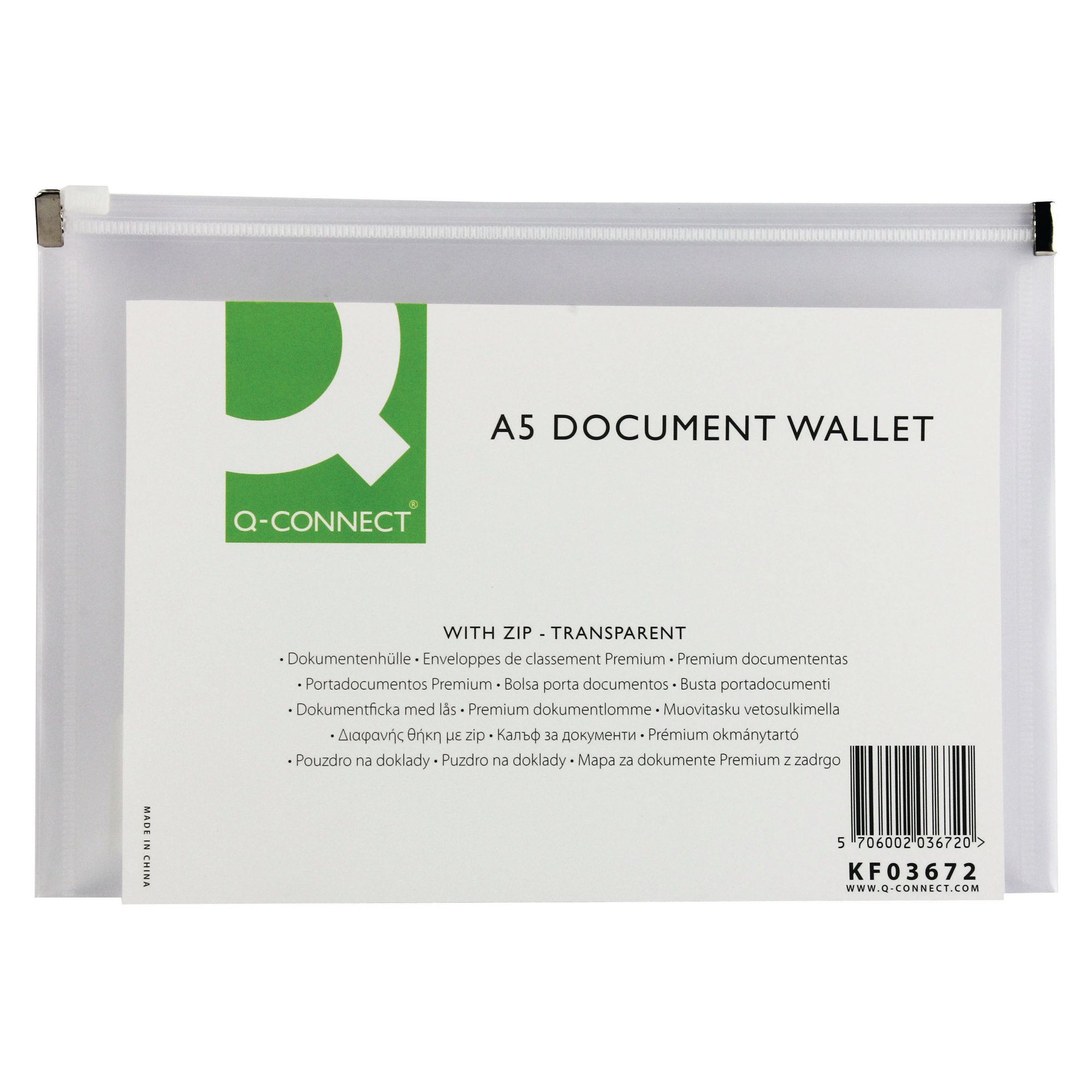 Q-CONNECT DOC ZIP WALLET A5 PK10