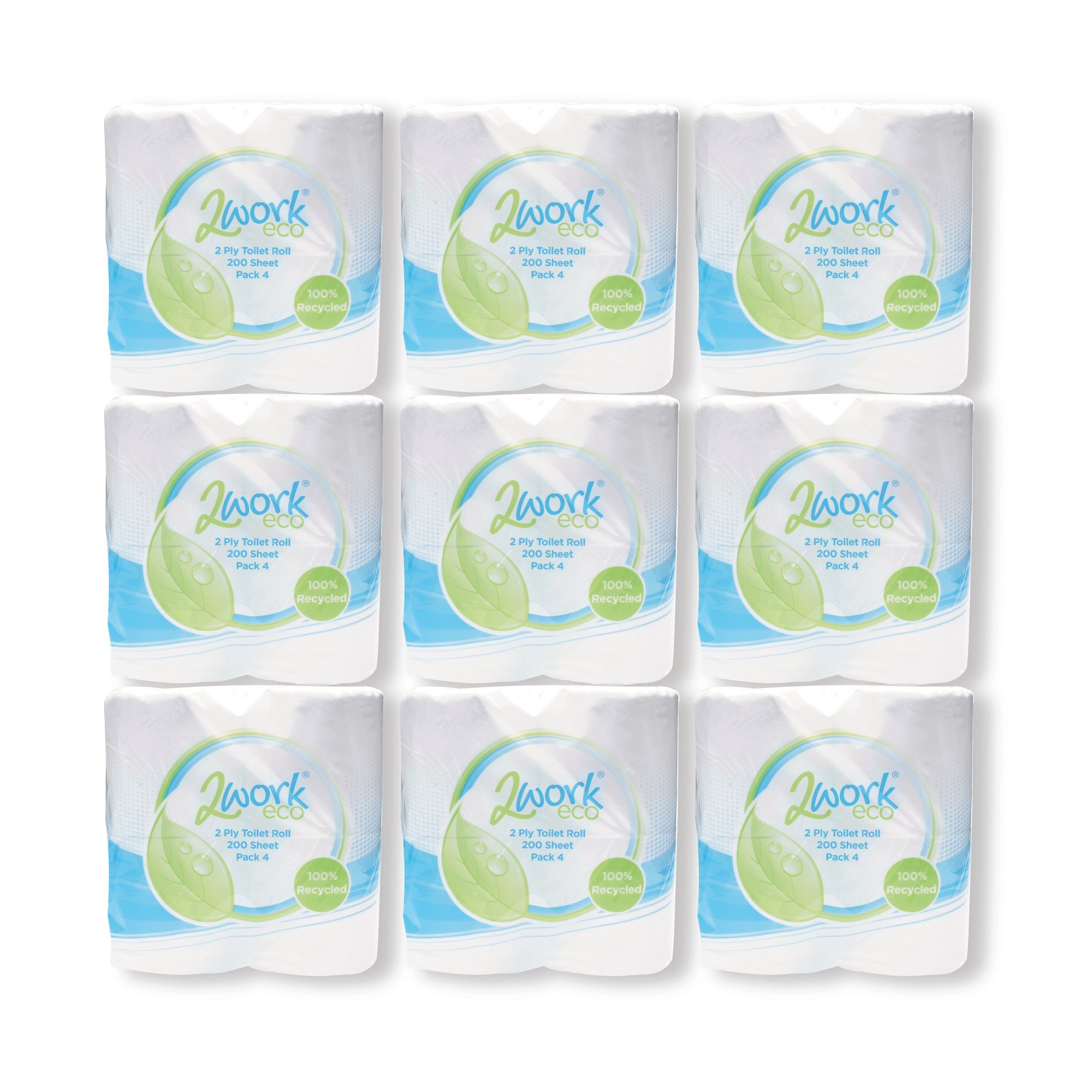 2WORK RCYC TOILET ROLL 200SH PK36