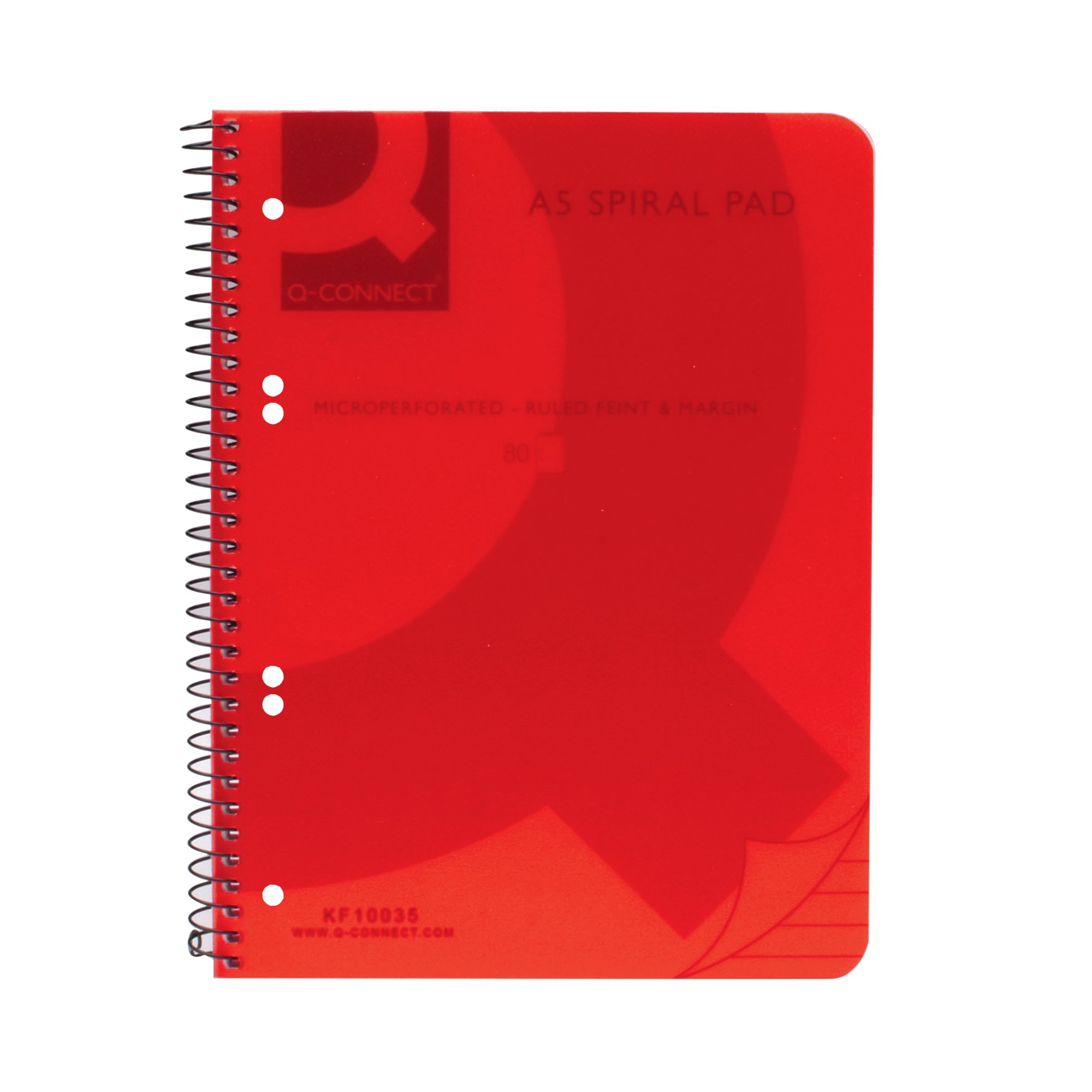 Q-CONNECT PP SPIRAL PAD A5 RED PK5