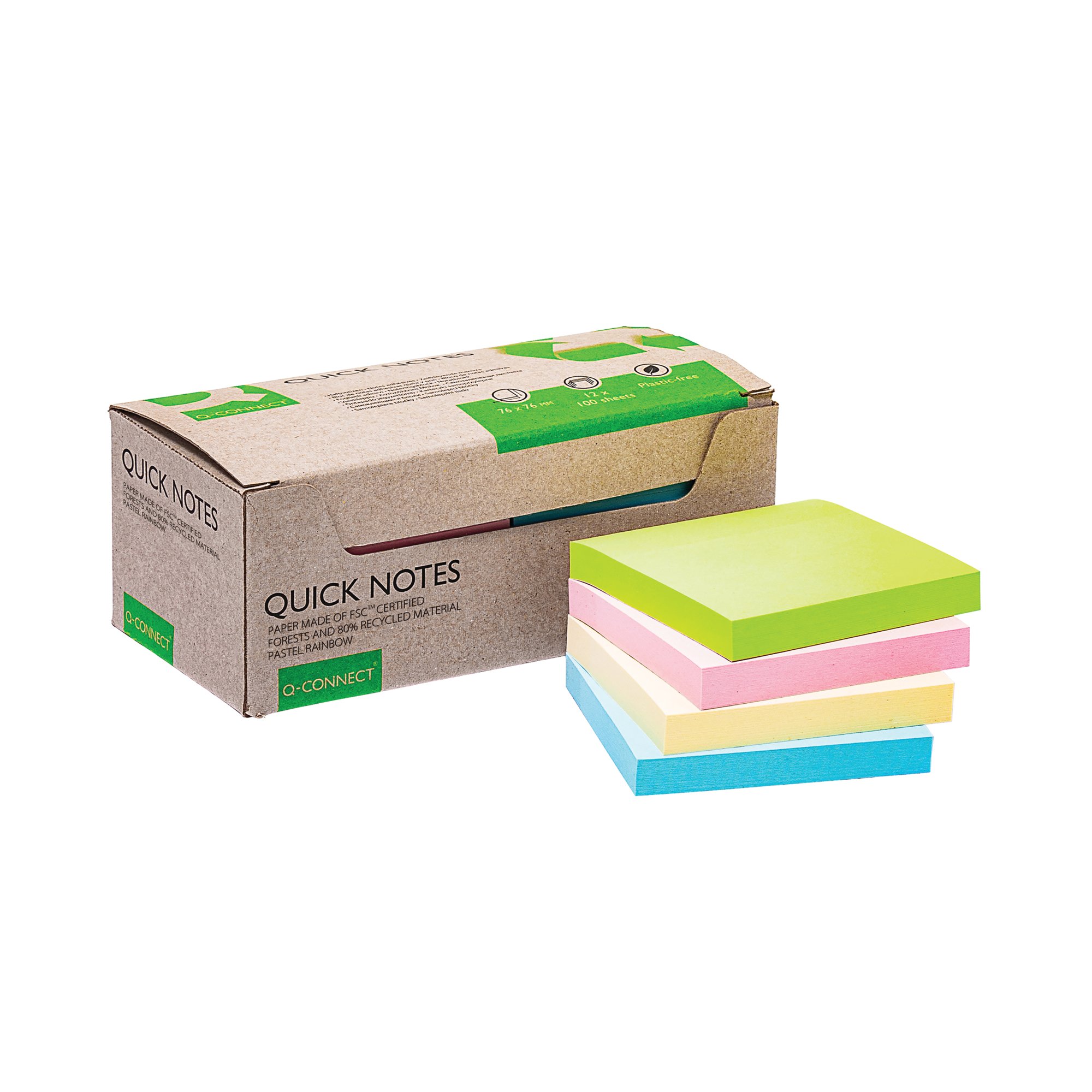 Q-CONNECT RCYC NOTES 76X76 PSTL PK12