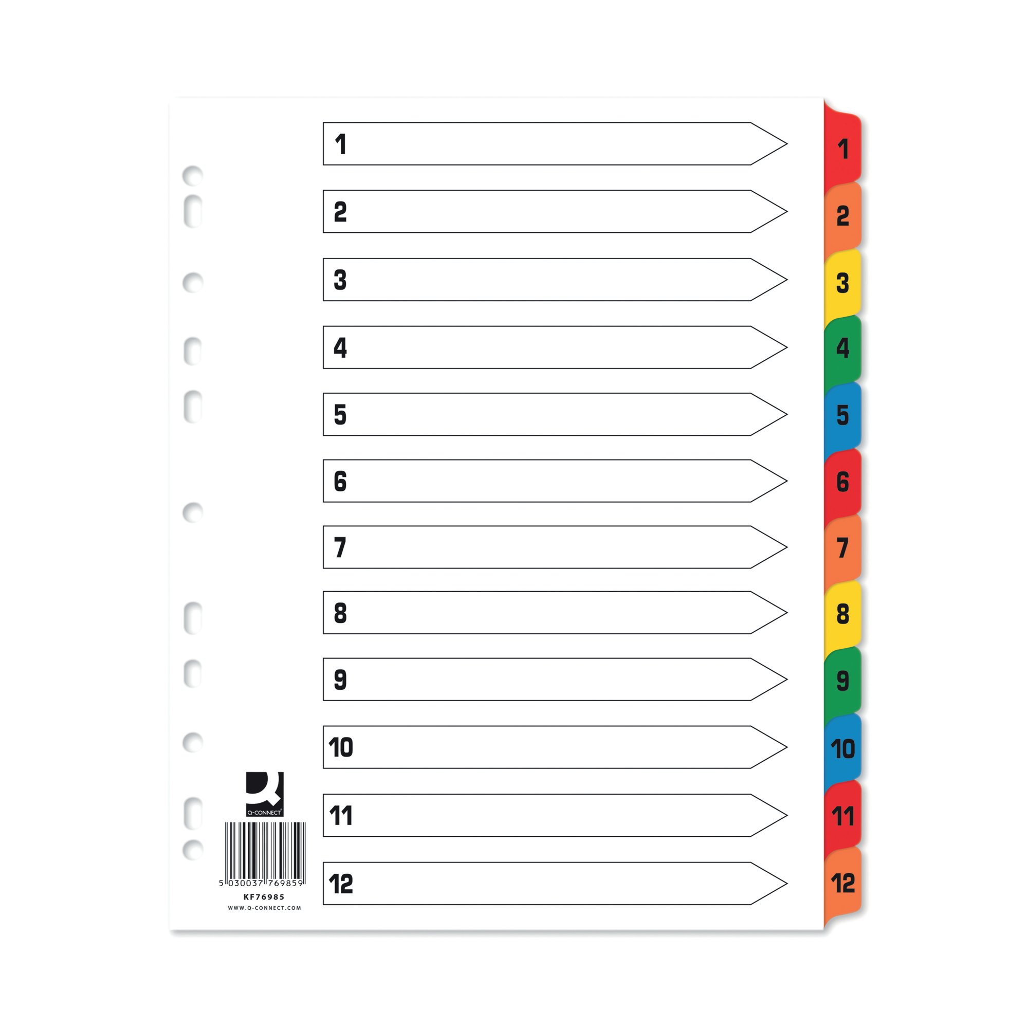 Q-CONNECT EW INDEX 1-12 MULTI PK25