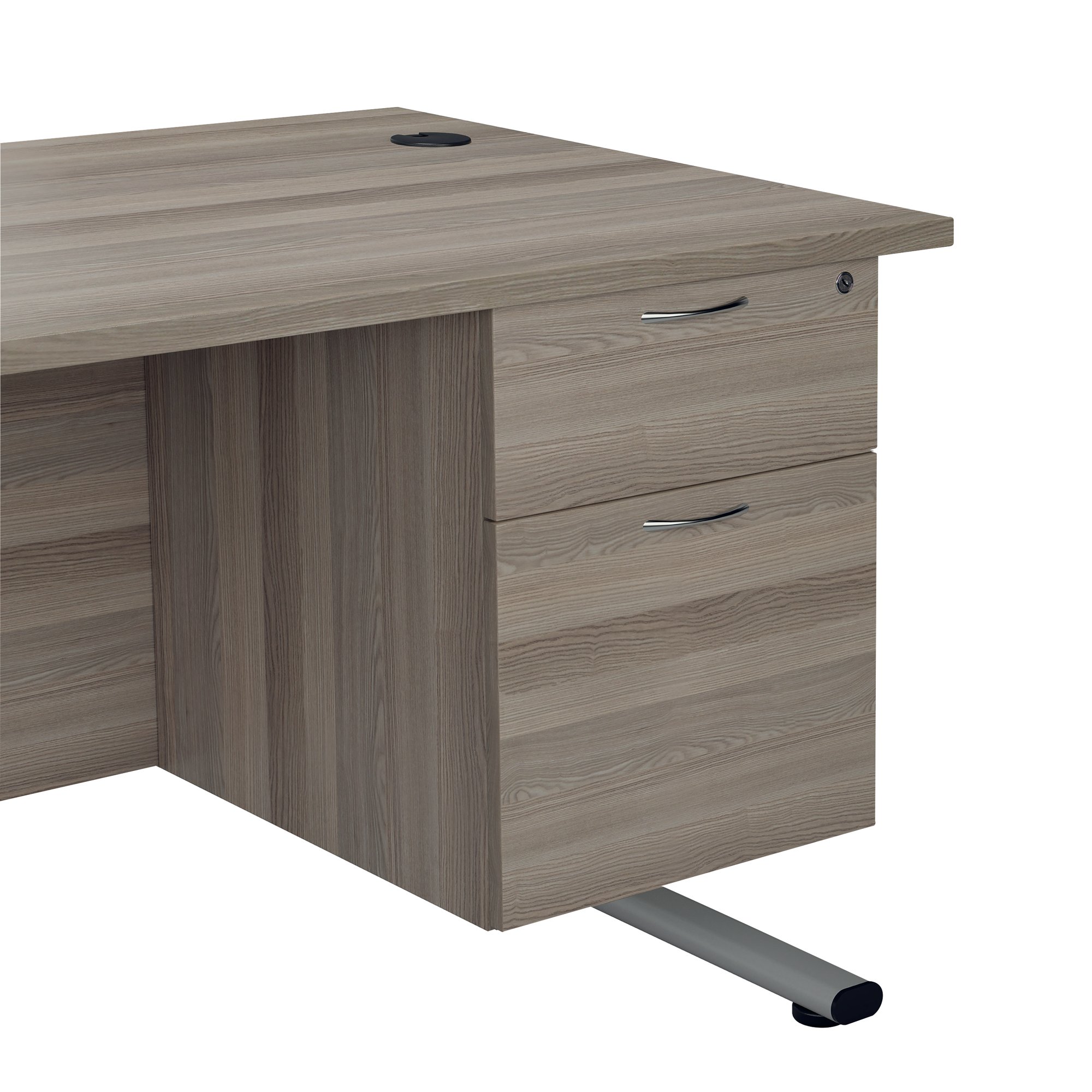 JEMINI 2 DRW FIXED PEDESTAL GREY OAK