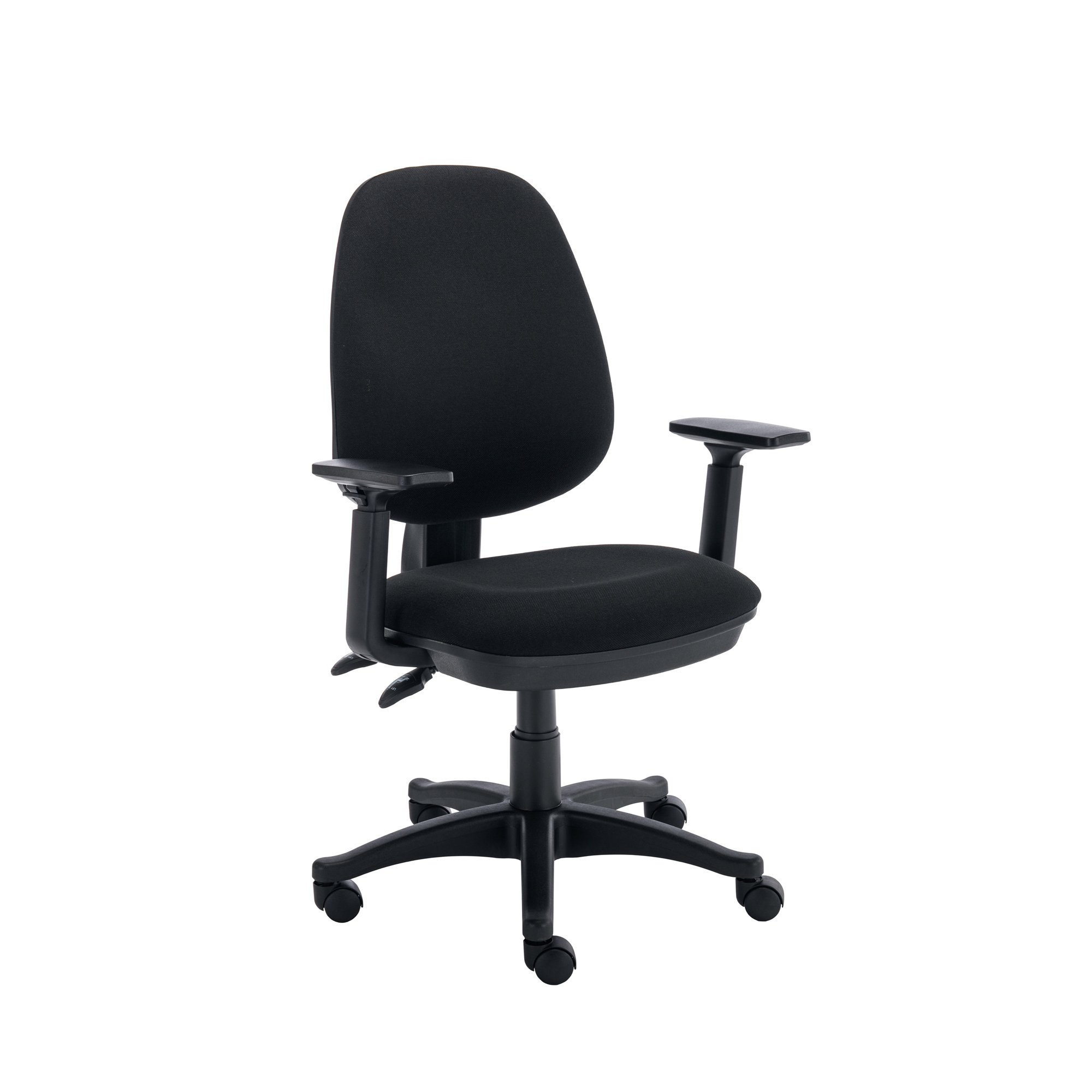 2 LEVER OPTR CHAIR BLK WITH ADJ ARMS
