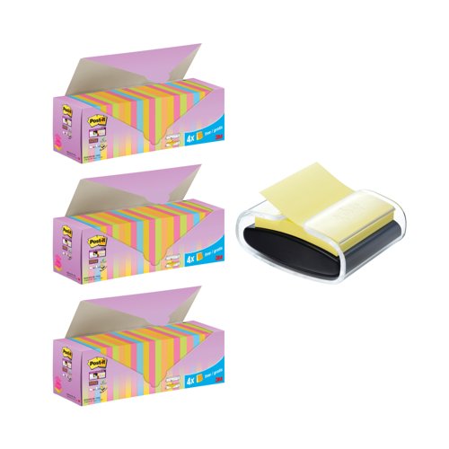 Post-It Super Sticky Z-Notes 76x76mm Energy Colour Cabinet (Pack of 24) Buy 3 + FOC Dispenser Post-It Super Sticky Z-Notes 76x76mm Energy Colour Cabinet (Pack of 24) Buy 3 + FOC Dispenser