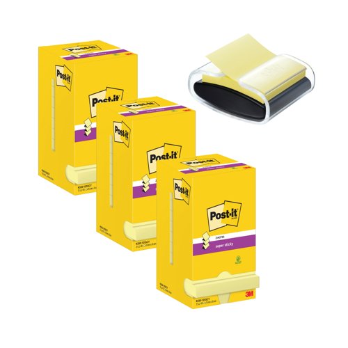 Post-It Super Sticky Z-Notes 76x76mm 90 Sheet Yellow (Pack of 12) Buy 3 + FOC Dispenser Post-It Super Sticky Z-Notes 76x76mm 90 Sheet Yellow (Pack of 12) Buy 3 + FOC Dispenser
