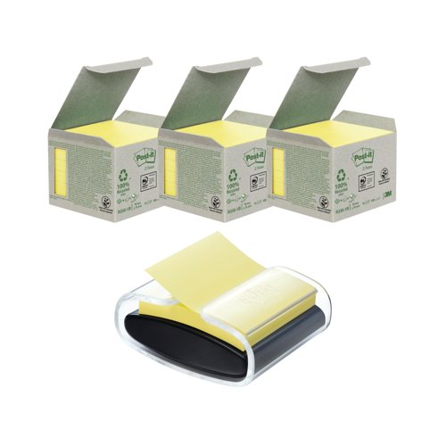 Post-It Recycled Z-Notes 76x76mm Yellow (Pack of 6) Buy 3 + FOC Dispenser Post-It Recycled Z-Notes 76x76mm Yellow (Pack of 6) Buy 3 + FOC Dispenser