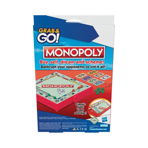 Hasbro Monopoly Grab and Go Portable Game 285 F8256 Hasbro Monopoly Grab and Go Portable Game 285 F8256