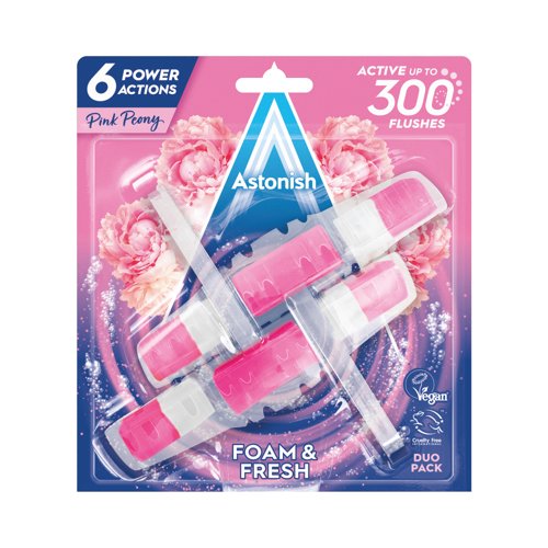 Astonish Foam Fresh Toilet Block Pink Peony Twinpack (Pack of 9) C2110 Astonish Foam Fresh Toilet Block Pink Peony Twinpack (Pack of 9) C2110