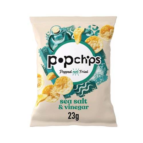 Popchips Sea Salt and Vinegar Crisps 23g (Pack of 24) 701431 Popchips Sea Salt and Vinegar Crisps 23g (Pack of 24) 701431
