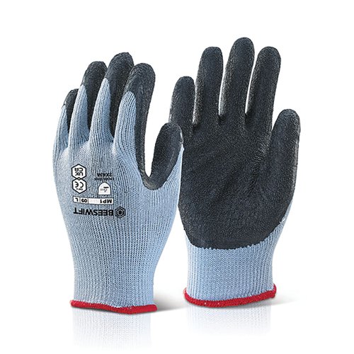 Beeswift Multipurpose Gloves Latex Rubber Coated Palm 1 Pair Black Large MP1BLL Beeswift Multipurpose Gloves Latex Rubber Coated Palm 1 Pair Black Large MP1BLL