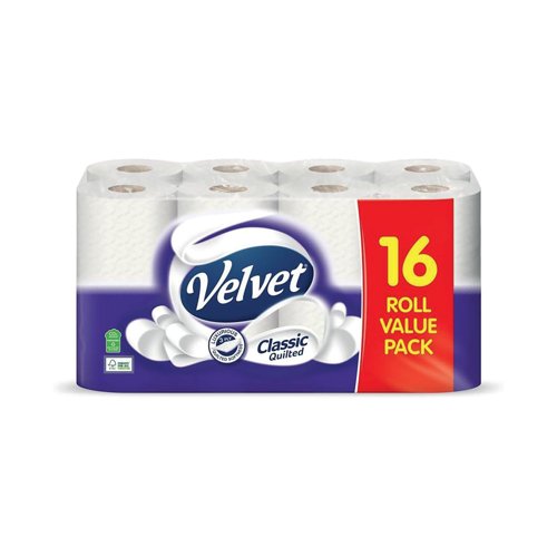 Velvet Classic Quilted Toilet Roll 3 Ply (Pack of 16) 1102202 Velvet Classic Quilted Toilet Roll 3 Ply (Pack of 16) 1102202
