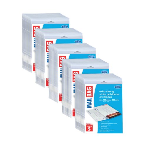County Stationery Mail Bag Polythene Envelopes x5 White Small 160x230mm (Pack of 10) C260 County Stationery Mail Bag Polythene Envelopes x5 White Small 160x230mm (Pack of 10) C260