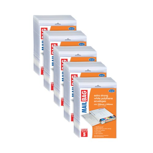 County Stationery Mail Bag Polythene Envelopes x5 White Large 320x440mm (Pack of 10) C262 County Stationery Mail Bag Polythene Envelopes x5 White Large 320x440mm (Pack of 10) C262