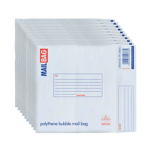 County Stationery Poly Bubble Envelopes 175x165mm (Pack of 10) C270 County Stationery Poly Bubble Envelopes 175x165mm (Pack of 10) C270