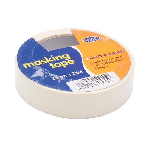 County Stationery Masking Tape 25mmx25m (Pack of 12) C421 County Stationery Masking Tape 25mmx25m (Pack of 12) C421