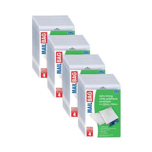 County Stationery Mail Bag Polythene Envelopes x4 White Extra Large 420x500mm (Pack of 10) C264 County Stationery Mail Bag Polythene Envelopes x4 White Extra Large 420x500mm (Pack of 10) C264