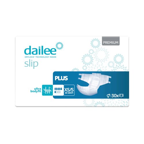 Dailee Slip Premium Plus Adult Diapers XS/S (Pack of 30) I0100318 Dailee Slip Premium Plus Adult Diapers XS/S (Pack of 30) I0100318