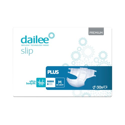 Dailee Slip Premium Plus Adult Diapers Medium (Pack of 30) I0100319 Dailee Slip Premium Plus Adult Diapers Medium (Pack of 30) I0100319