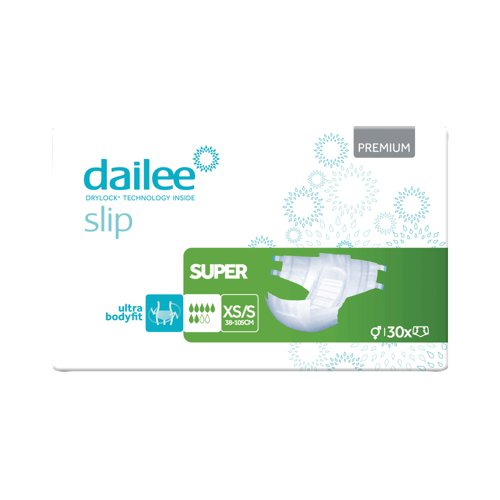 Dailee Slip Premium Super Adult Diapers XS/S (Pack of 30) I0100321 Dailee Slip Premium Super Adult Diapers XS/S (Pack of 30) I0100321