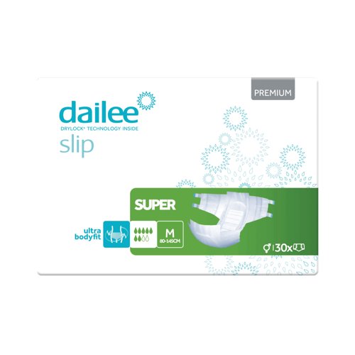 Dailee Slip Premium Super Adult Diapers Medium (Pack of 30) I0100322 Dailee Slip Premium Super Adult Diapers Medium (Pack of 30) I0100322