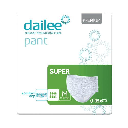 Dailee Pant Premium Super Incontinence Pants Medium (Pack of 15) I0200470 Dailee Pant Premium Super Incontinence Pants Medium (Pack of 15) I0200470