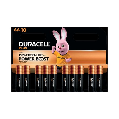 Duracell Plus AA Battery Alkaline 150% Extra Life Power Boost (Pack of 10) 5015842+ Duracell Plus AA Battery Alkaline 150% Extra Life Power Boost (Pack of 10) 5015842+