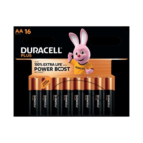Duracell Plus AA Battery Alkaline 150% Extra Life Power Boost (Pack of 16) 5009375+ Duracell Plus AA Battery Alkaline 150% Extra Life Power Boost (Pack of 16) 5009375+