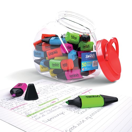 Swash Mini Highlighters in Screw Top Tub Assorted (Pack of 50) MHL50T Swash Mini Highlighters in Screw Top Tub Assorted (Pack of 50) MHL50T