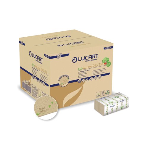 Lucart Professional Interfolded Napkins EcoNatural 216TN 150x40 Sheets (Pack of 6000) 832324B Lucart Professional Interfolded Napkins EcoNatural 216TN 150x40 Sheets (Pack of 6000) 832324B
