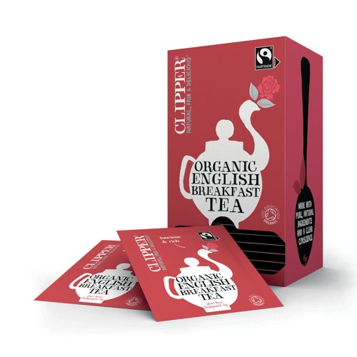 Clipper Fairtrade Organic English Breakfast Tea Bags (Pack of 25) 3027600 Clipper Fairtrade Organic English Breakfast Tea Bags (Pack of 25) 3027600