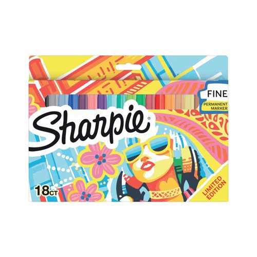 Sharpie Permanent Markers Fine Colouring Pens Assorted (Pack of 18) 2223752 Sharpie Permanent Markers Fine Colouring Pens Assorted (Pack of 18) 2223752
