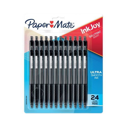 PaperMate Inkjoy 300Rt Ballpoint Medium 1.0mm Tip Black (Pack of 24) 2223762 PaperMate Inkjoy 300Rt Ballpoint Medium 1.0mm Tip Black (Pack of 24) 2223762