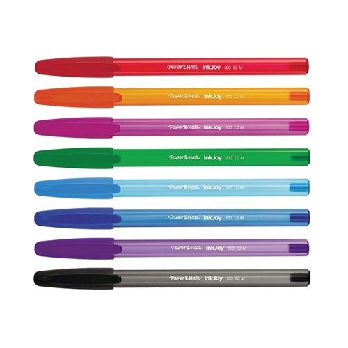 PaperMate Inkjoy 100 Stick Ballpoint Pen Assorted (Pack of 8) 1927074 PaperMate Inkjoy 100 Stick Ballpoint Pen Assorted (Pack of 8) 1927074