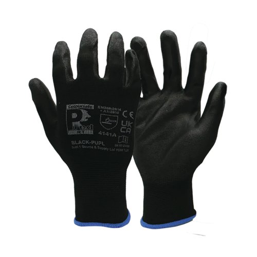 Pred Jet Cut A Gloves Polyurethane Palm Coating 1 Pair Black 8 BLACK-PUPL-8 Pred Jet Cut A Gloves Polyurethane Palm Coating 1 Pair Black 8 BLACK-PUPL-8