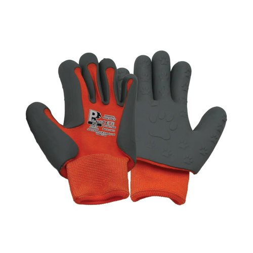 Children's Gloves TPE Palm Coating with Paw Print Design 1 Pair Size 5 Orange/Grey KDZGGO-5 Children's Gloves TPE Palm Coating with Paw Print Design 1 Pair Size 5 Orange/Grey KDZGGO-5